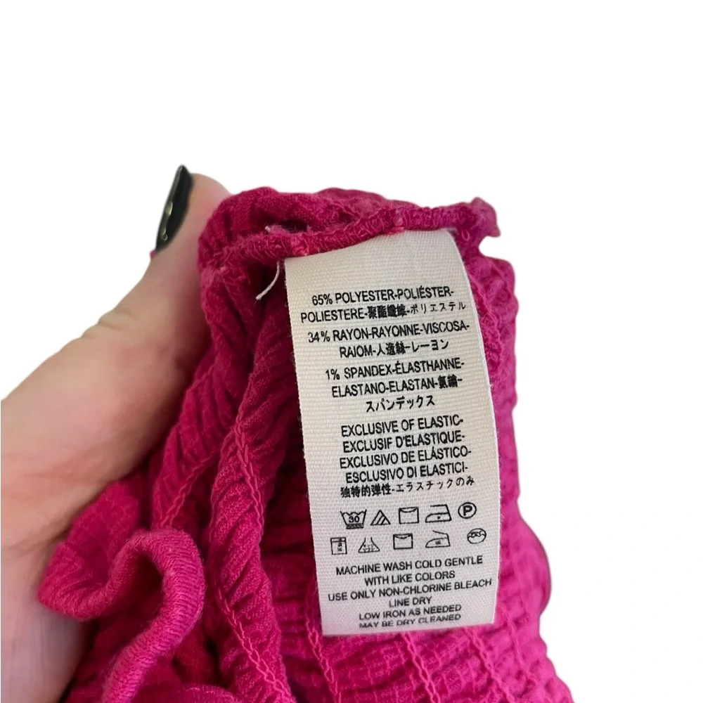 FREE PEOPLE Brenyce Smocked Top Pink Cropped